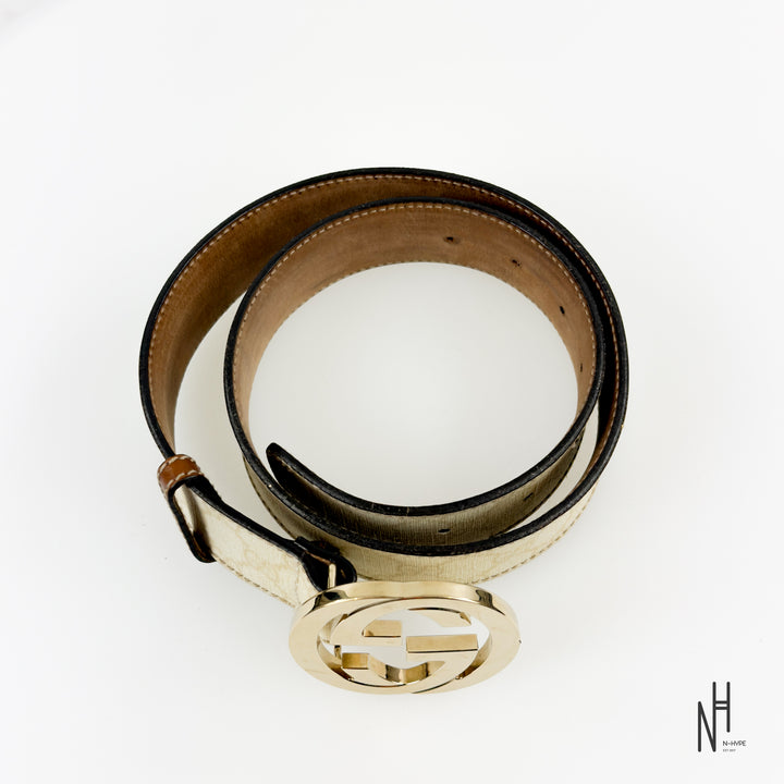 Gucci GG Supreme Belt White