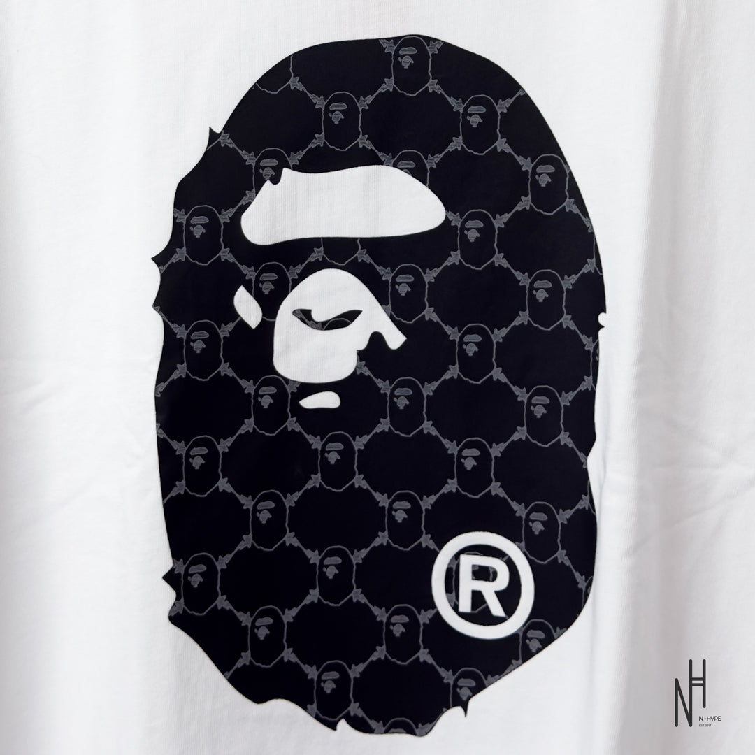 BAPE College Monogram Ape Head Relaxed Fit Tee White