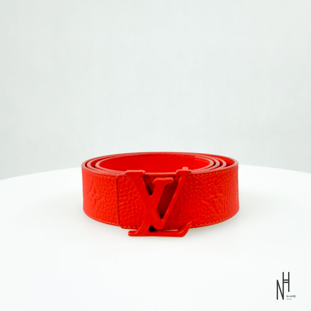 Louis Vuitton Initials 40MM Shape Leather Belt Red