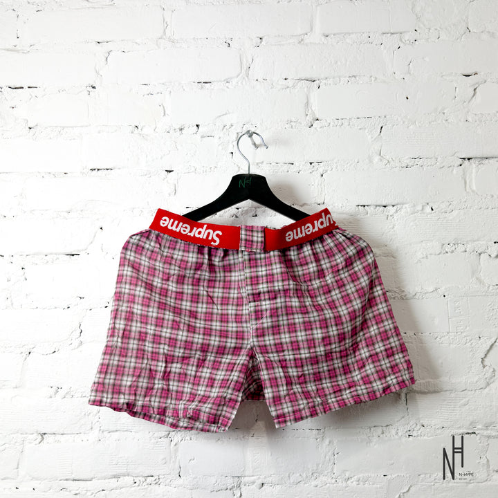 Supreme Hanes Plaid Boxers Pink