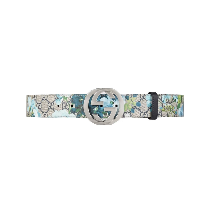 Gucci Blooms Belt GG Supreme Monogram Beige/Blue