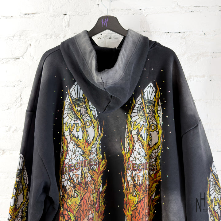 Who Decides War Flame Glass Hooded Sweatshirt Coal Black