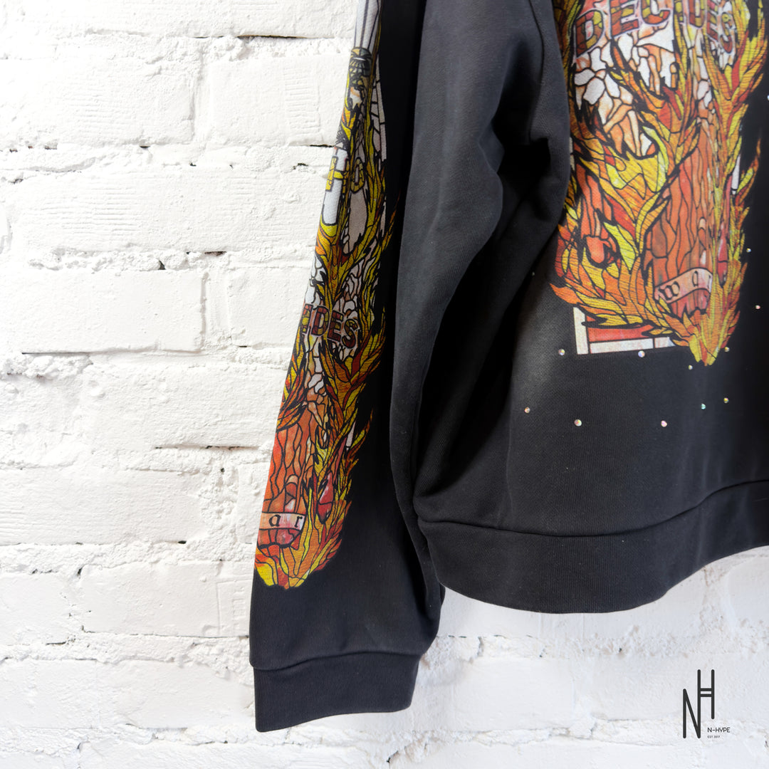 Who Decides War Flame Glass Hooded Sweatshirt Coal Black