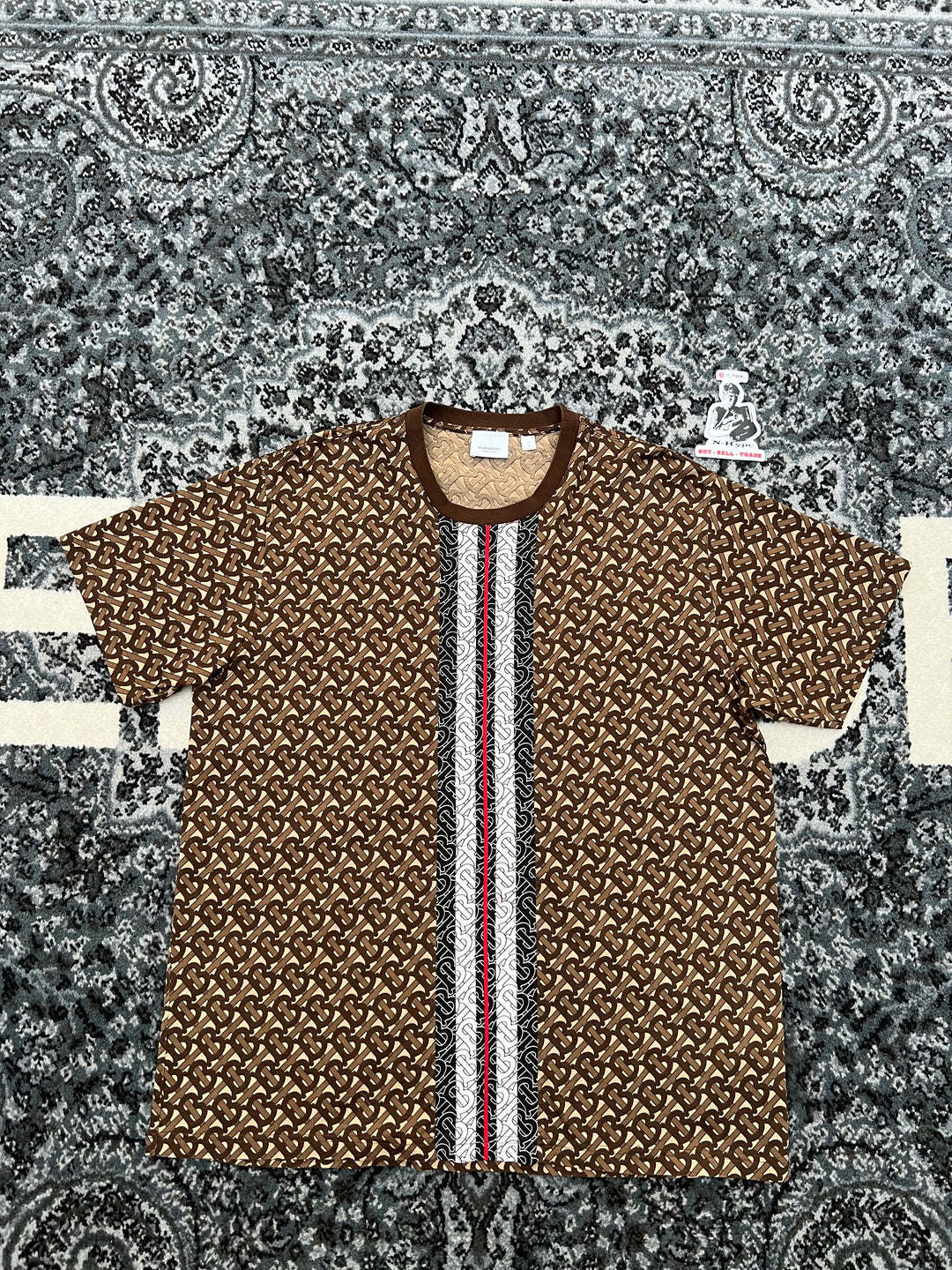 Burberry Monogram Stripe Print Polo Shirt Brown Showroom NHype Lodz Polska