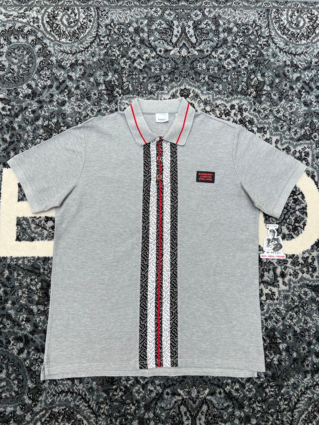 Burberry Monogram Stripe Print Polo Shirt Grey Showroom NHype Lodz Polska 2