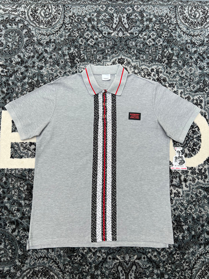 Burberry Monogram Stripe Print Polo Shirt Grey Showroom NHype Lodz Polska 2