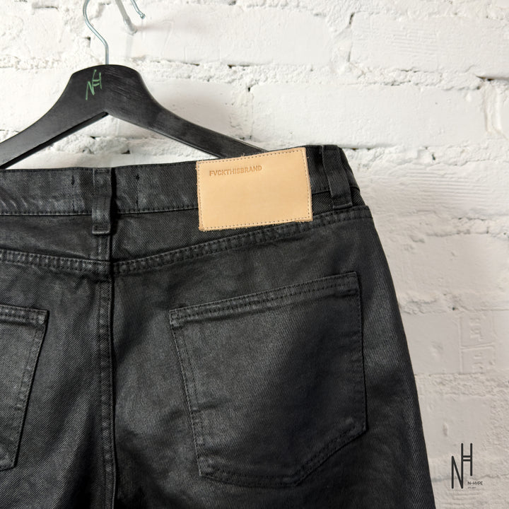 FVCKTHISBRAND STUDDED WAXED DENIM BLACK