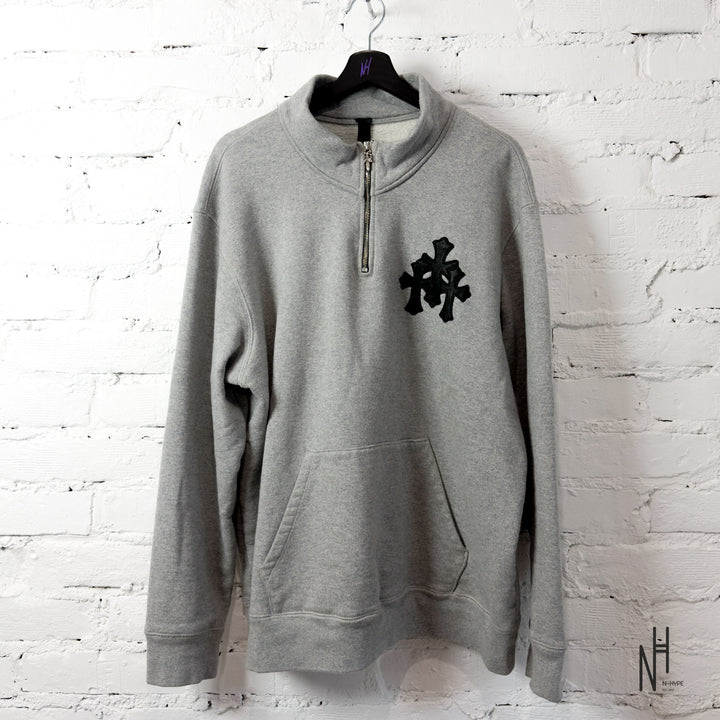 Chrome Hearts Multi Cross Patch Quarter Zip Sweatshirt Heather Grey