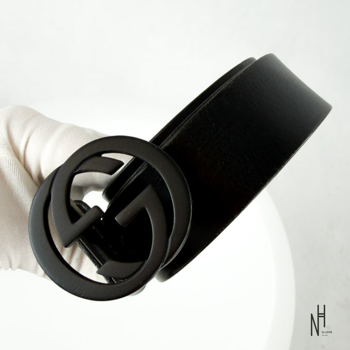 Gucci Matte GG Black Buckle Belt