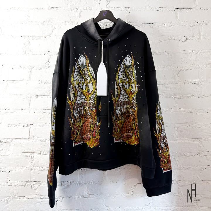 Who Decides War Flame Glass Hooded Sweatshirt Coal Black