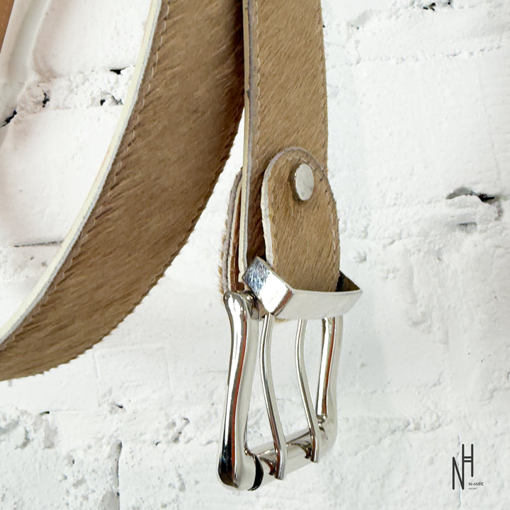 FVCKTHISBRAND LEATHER COW BELT BEIGE