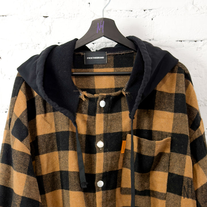 FVCKTHISBRAND FLANEL HOODIE HONEY BROWN