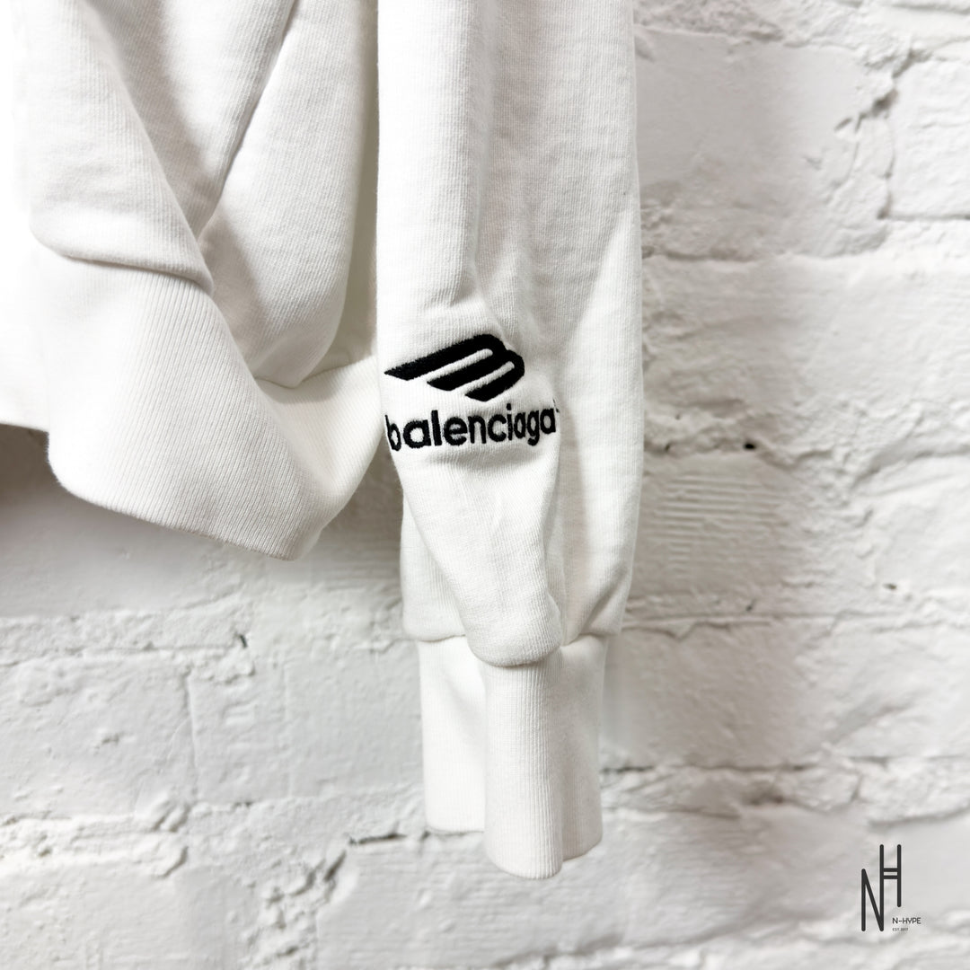 Balenciaga Paris 10 Zip Upp Hoodie White