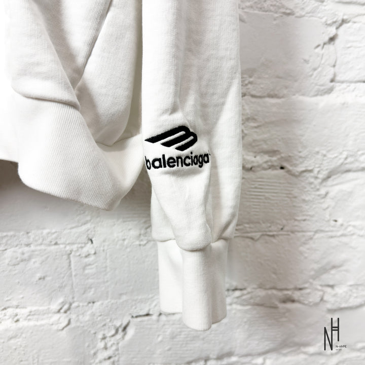 Balenciaga Paris 10 Zip Upp Hoodie White