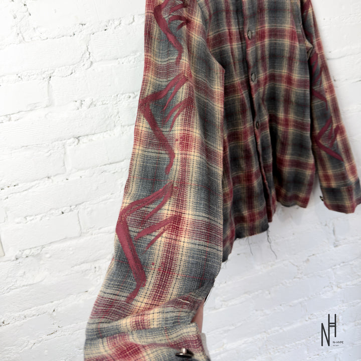 FVCKTHISBRAND PAINTED FLANEL SHIRT BURGUNDY