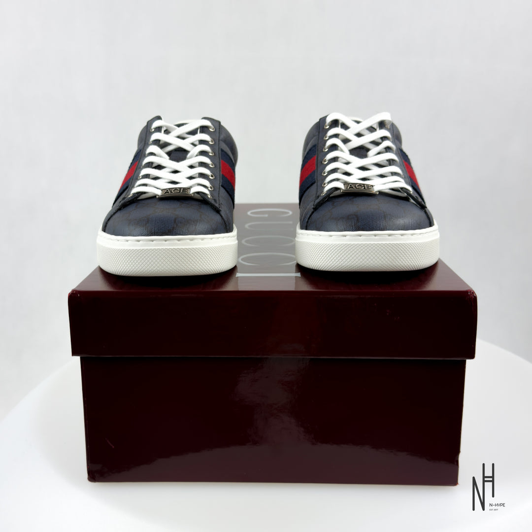 Gucci Ace Web GG Supreme Canvas Navy