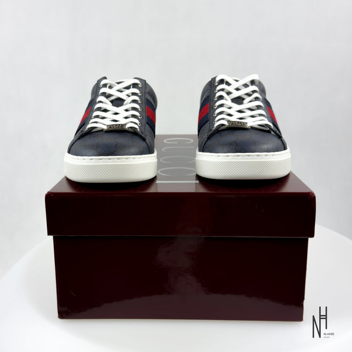 Gucci Ace Web GG Supreme Canvas Navy