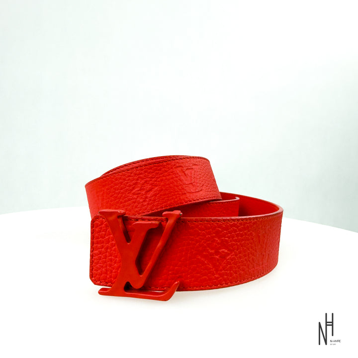 Louis Vuitton Initials 40MM Shape Leather Belt Red