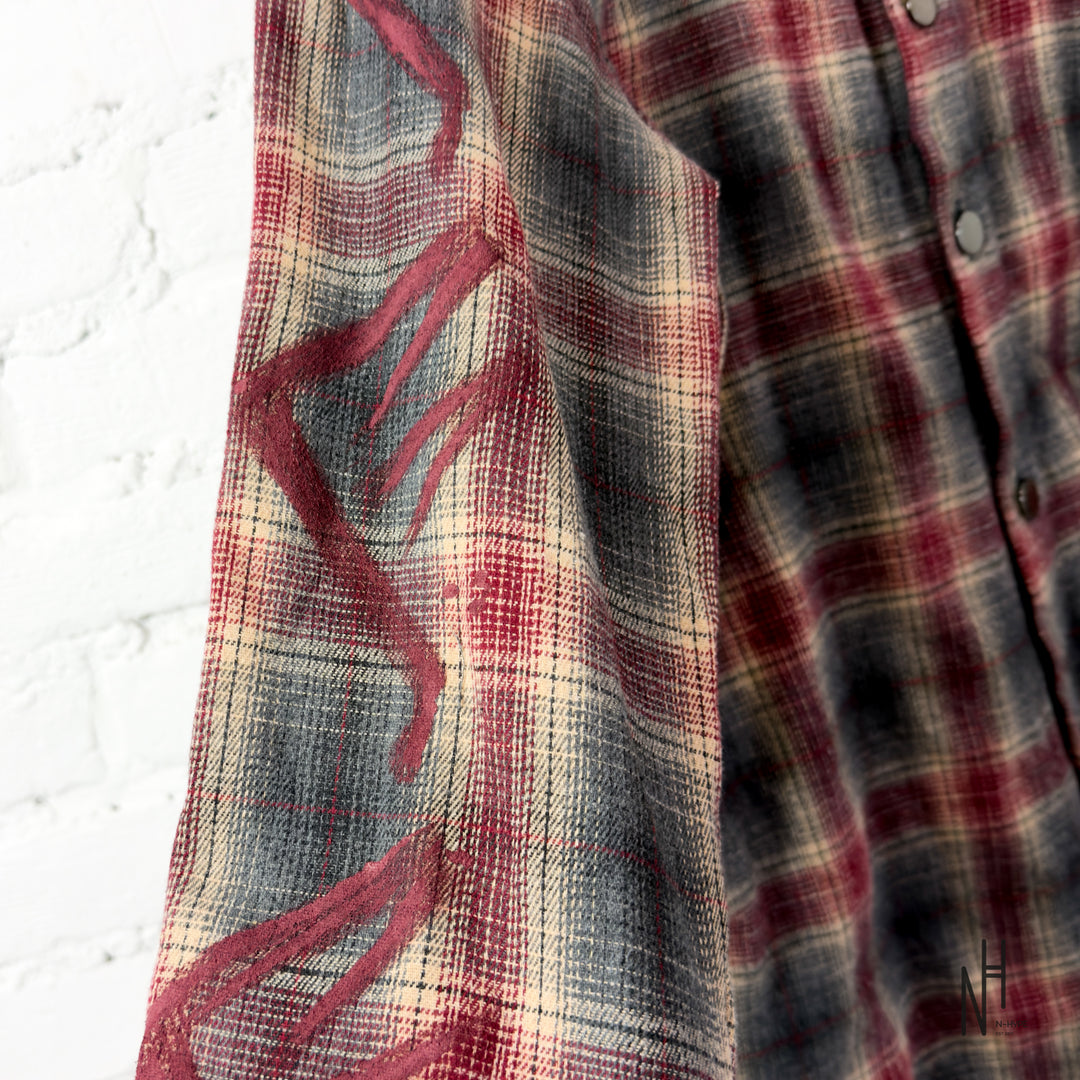 FVCKTHISBRAND PAINTED FLANEL SHIRT BURGUNDY