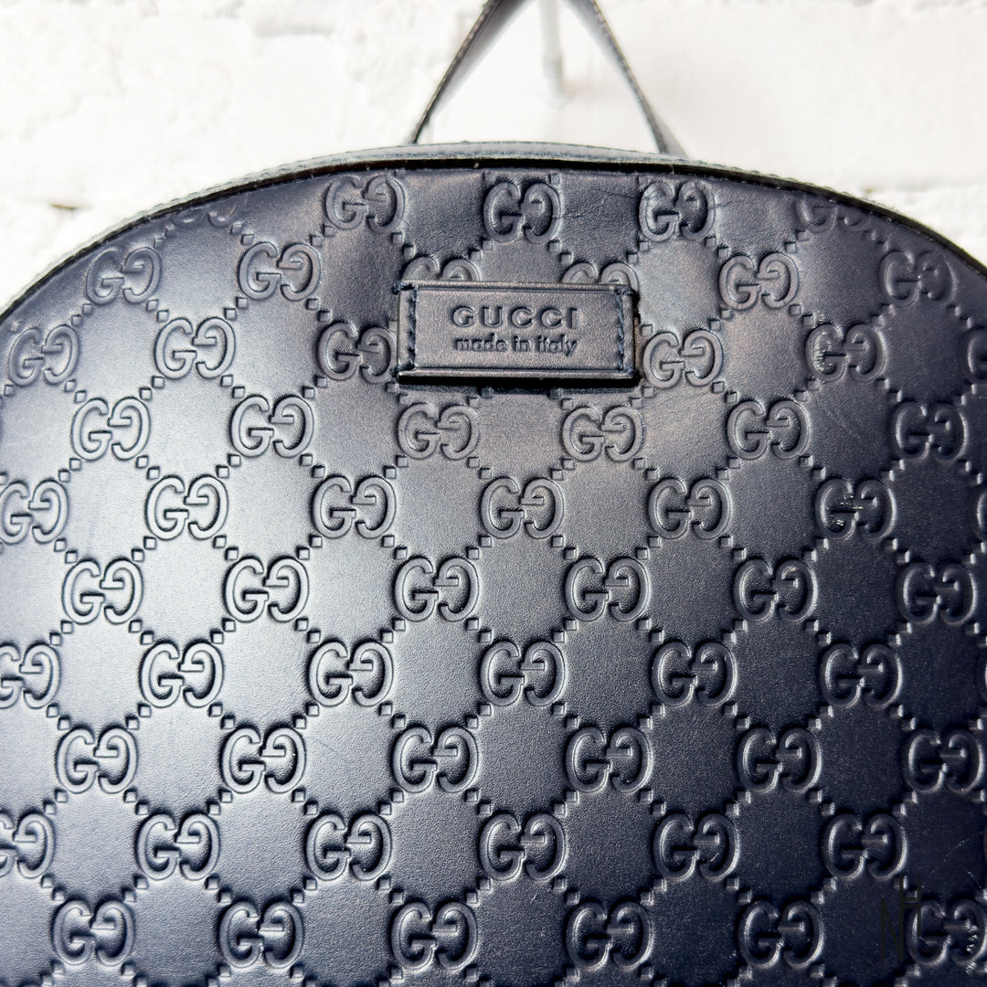 Gucci Monogram Leather Backpack - Black