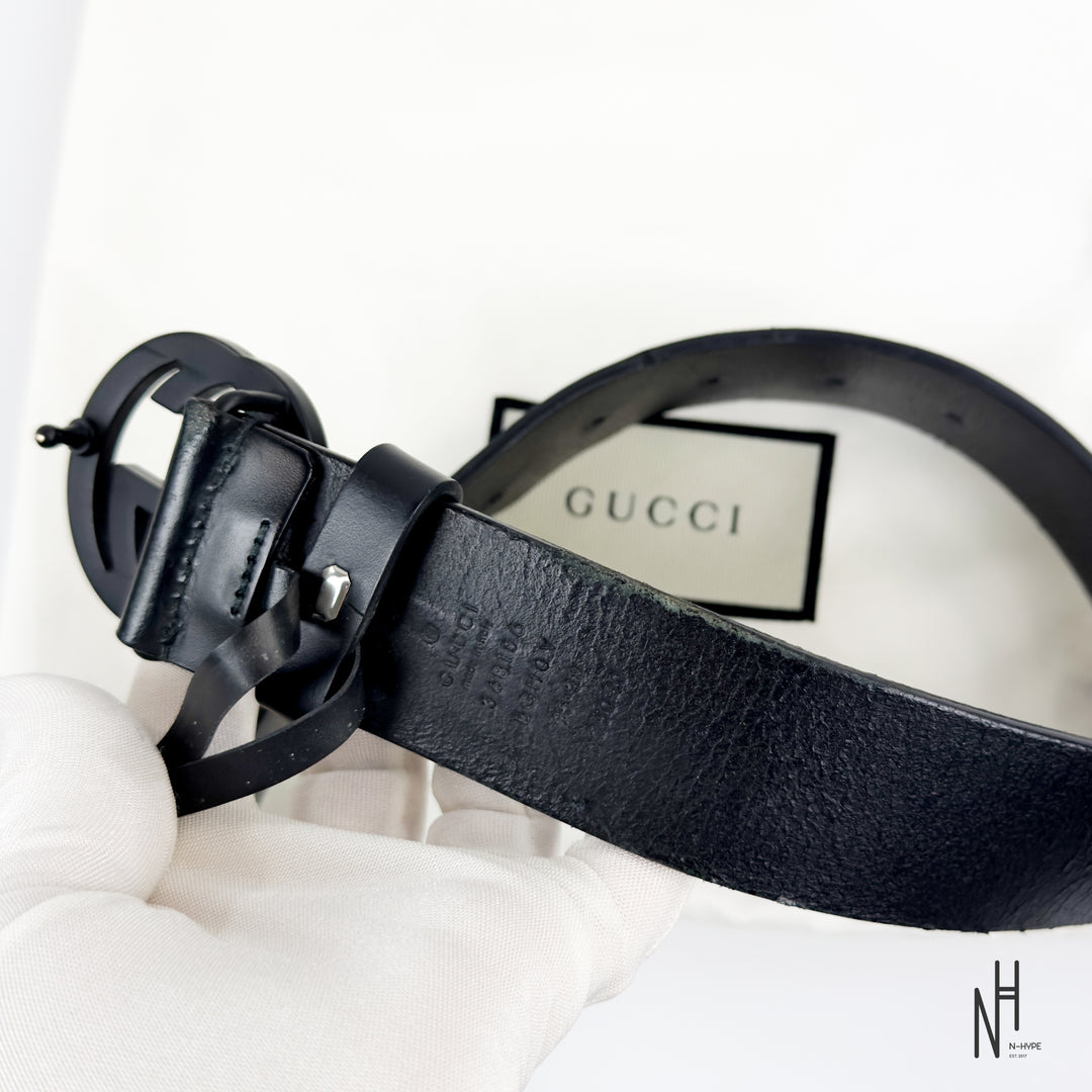 Gucci Matte Black Buckle Belt