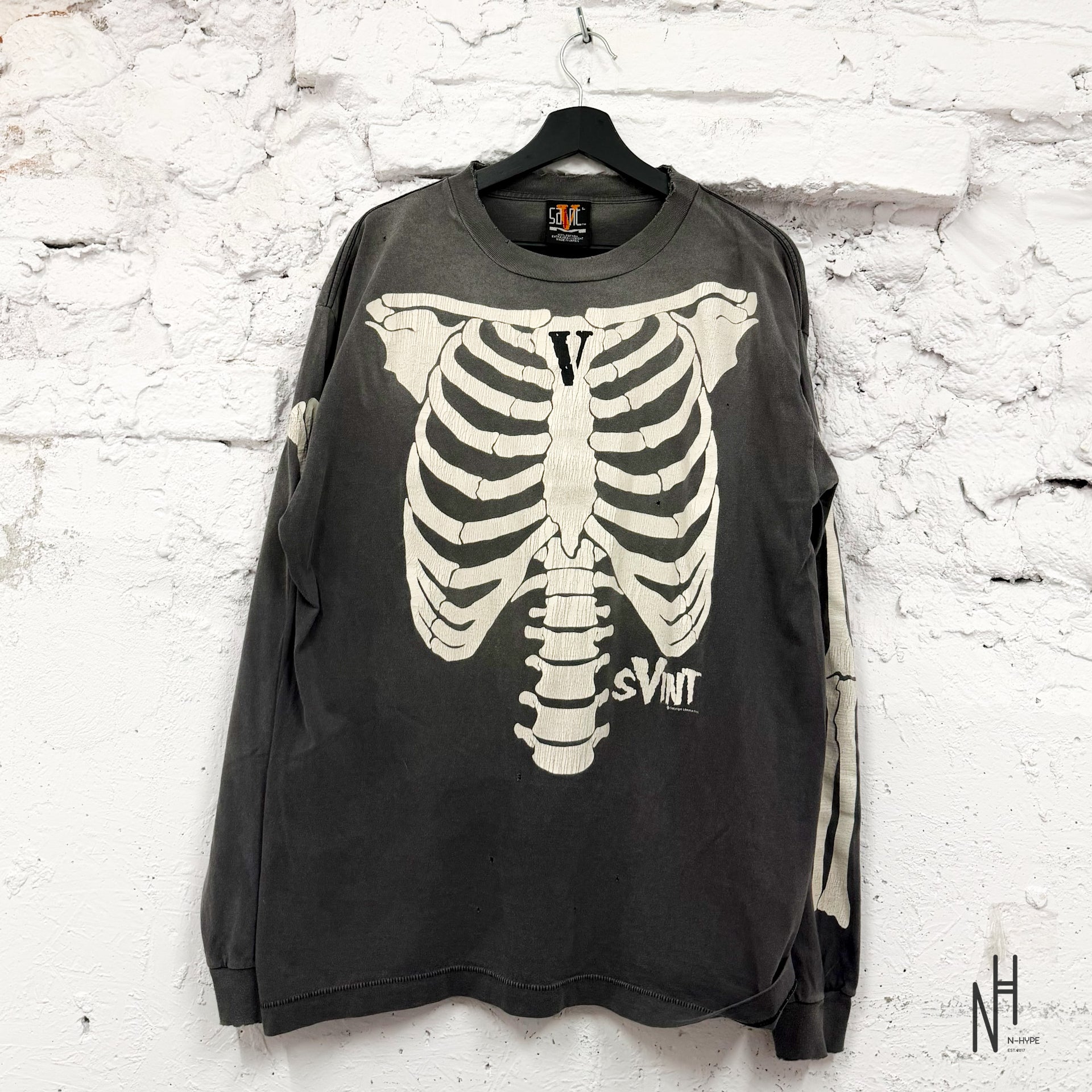 SAINT Mxxxxxx x VLONE Bone Long Sleeve Tee Black | N-Hype
