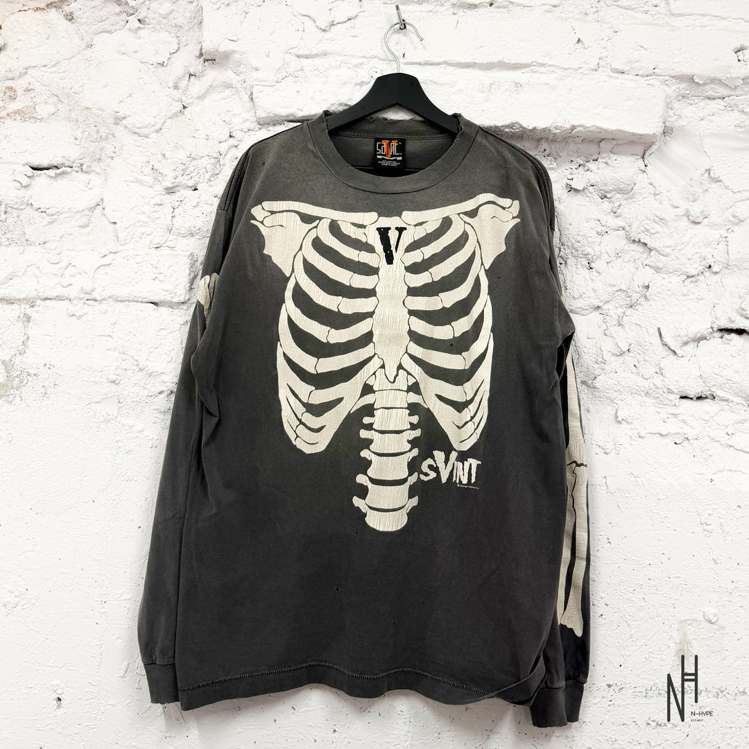 SAINT Mxxxxxx x VLONE Bone Long Sleeve Tee Black