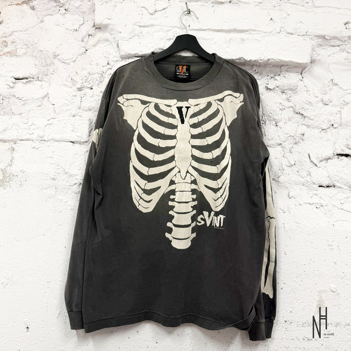 SAINT Mxxxxxx x VLONE Bone Long Sleeve Tee Black