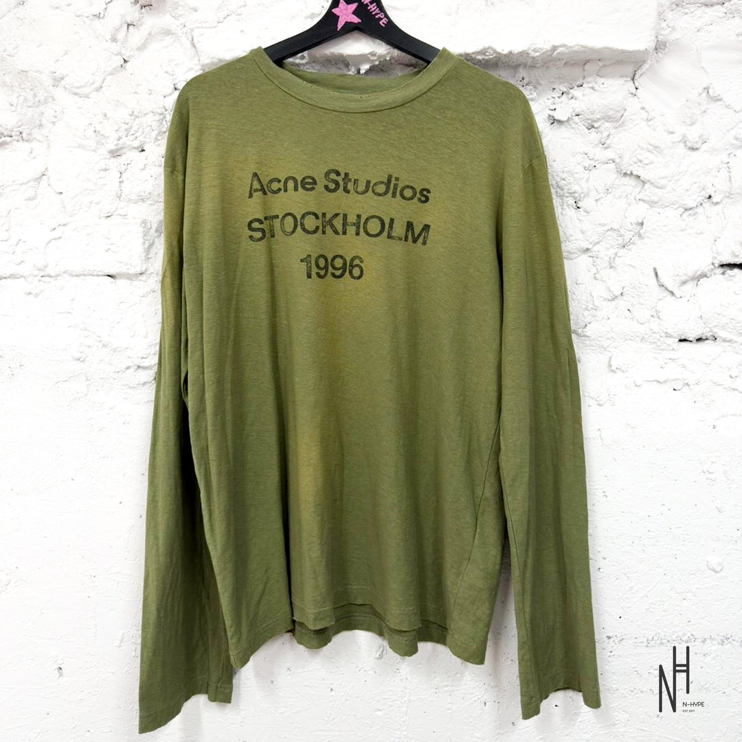 Acne Studios Sprayed 1996 Logo Longsleeve Olive Green