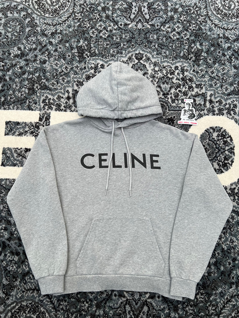 Celine Loose Hoodie Cotton Fleece Grey Black – N-Hype