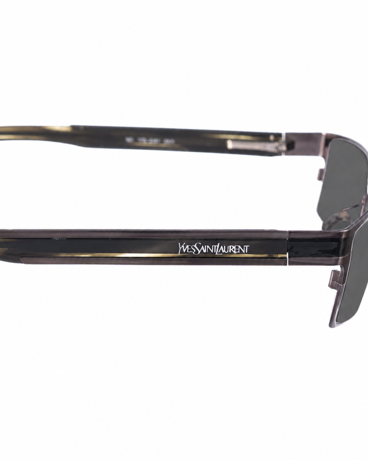 Yves Saint Laurent 00s Metal Black & Grey Sunglasses