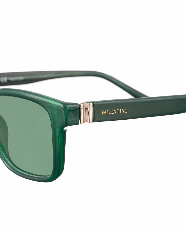 Valentino 00s Black & Green Nerd Sunglasses
