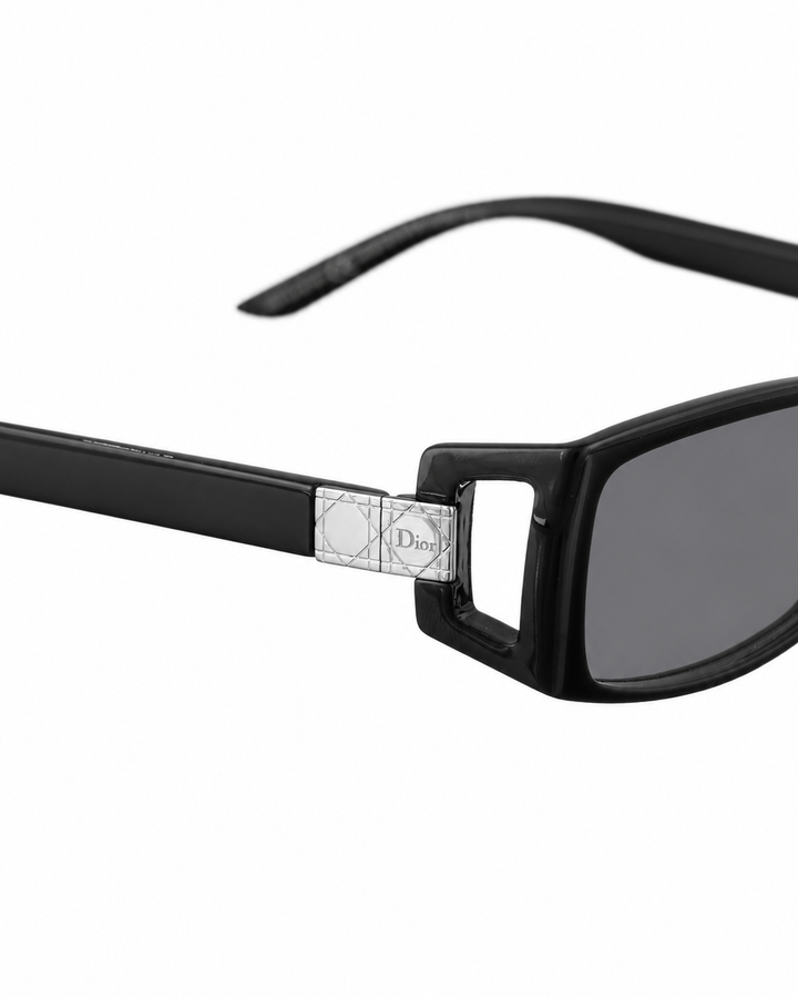 Dior 00s Classic Rectangular Black Cut Outs Sunglasses