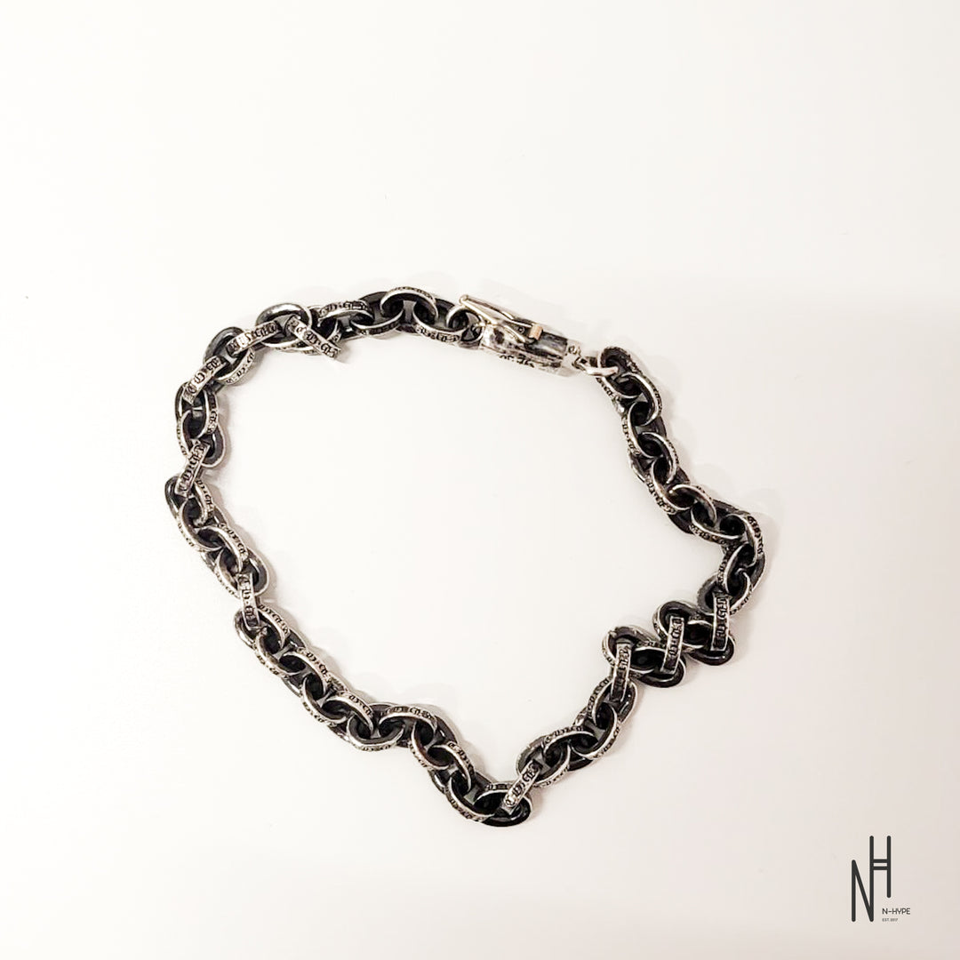 Chrome Hearts Silver Scroll Label Paperchain Bracelet N-Hype