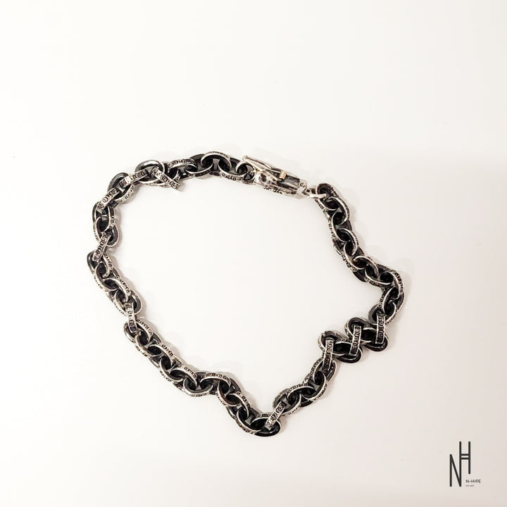 Chrome Hearts Silver Scroll Label Paperchain Bracelet N-Hype