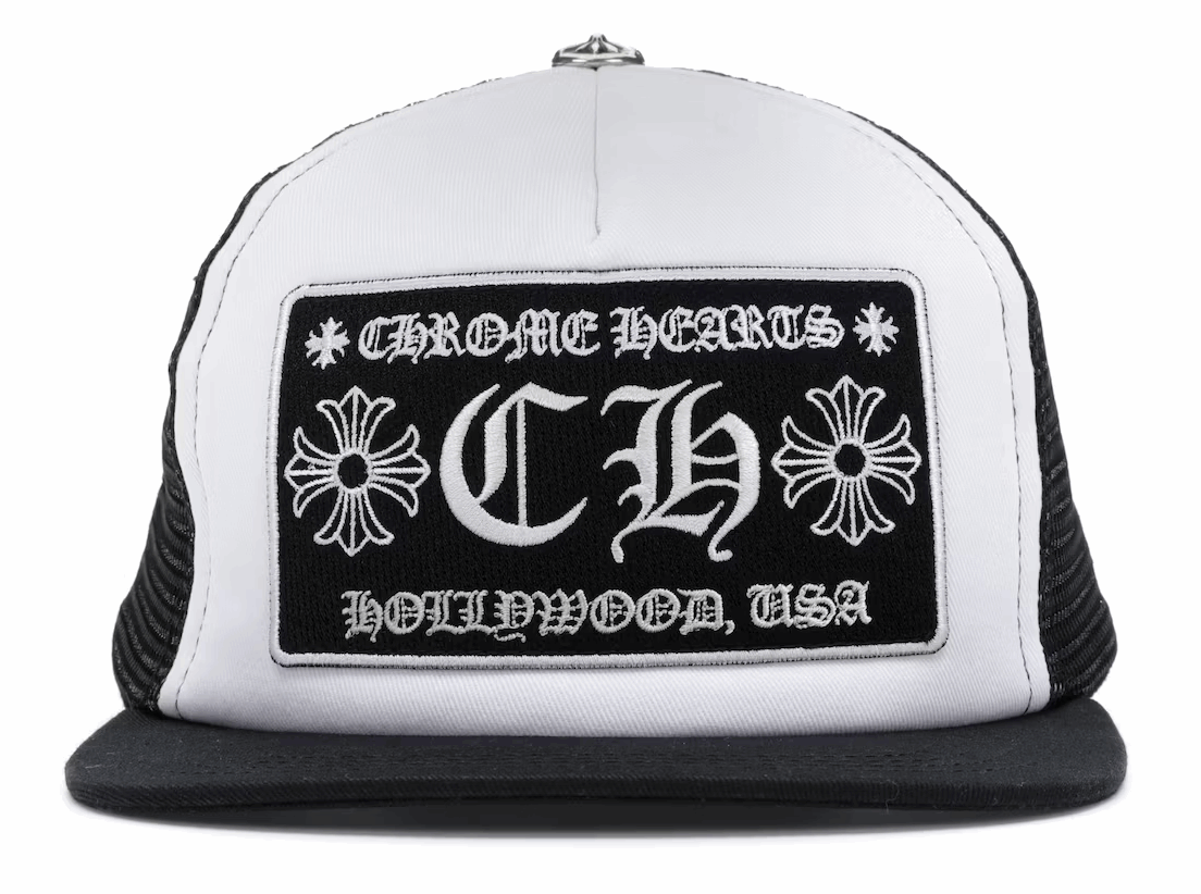 Chrome Hearts CH Hollywood Trucker Hat Black/White Front Lodz Polska 