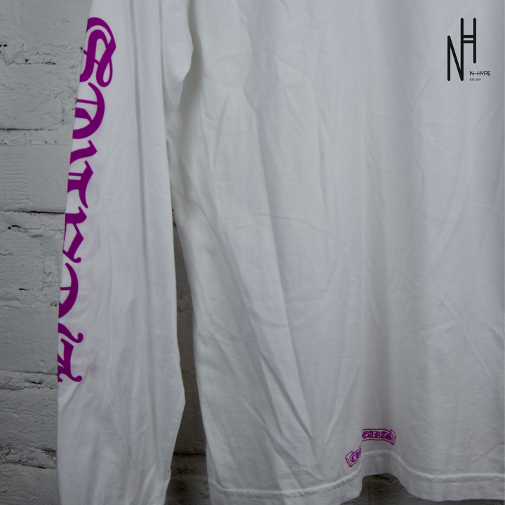 Chrome Hearts Purple Neck Letter White Longsleeve Tshirt Showroom NHype Lodz Polska