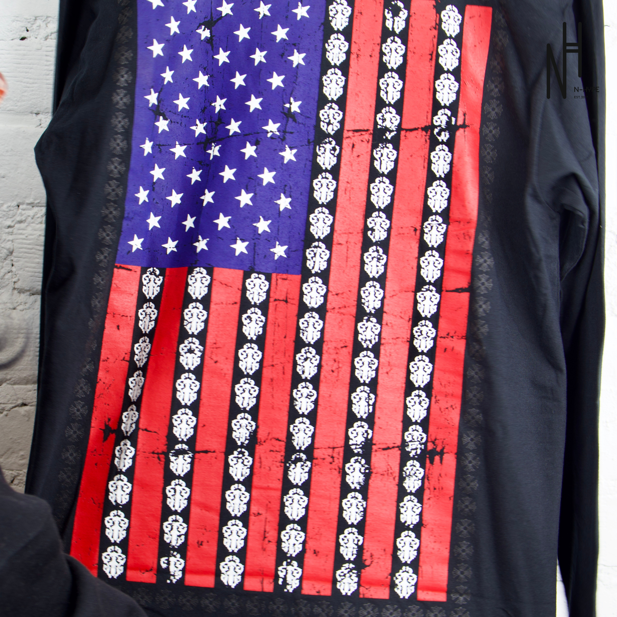 Chrome Hearts USA Flag Pocket Black Longsleeve Tshirt Showroom Nhype Lodz Polska 2