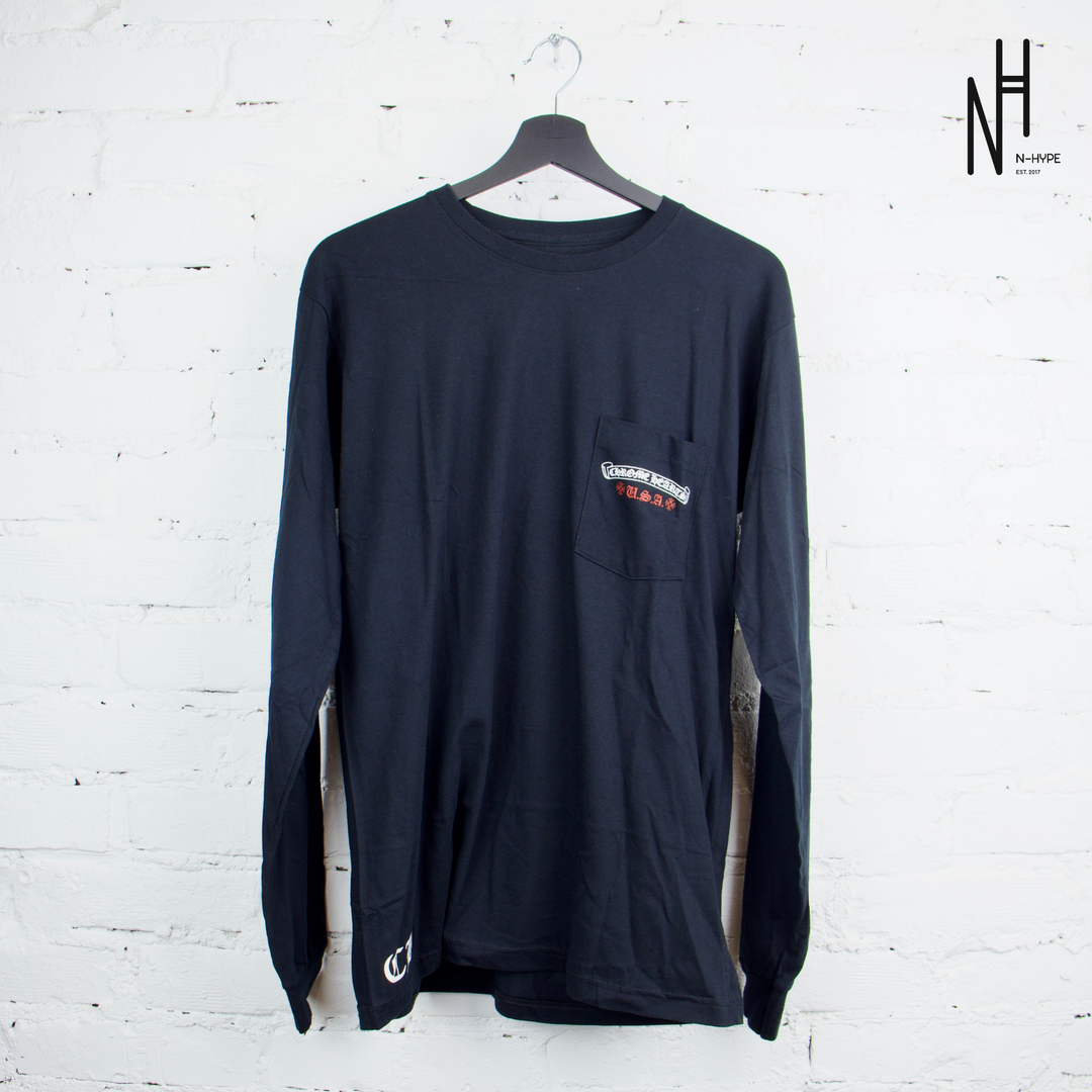 Chrome Hearts USA FLAG 長袖カットソー ブラック USA American Chrome Hearts USA FLAG 長袖カットソー ブラック USA American