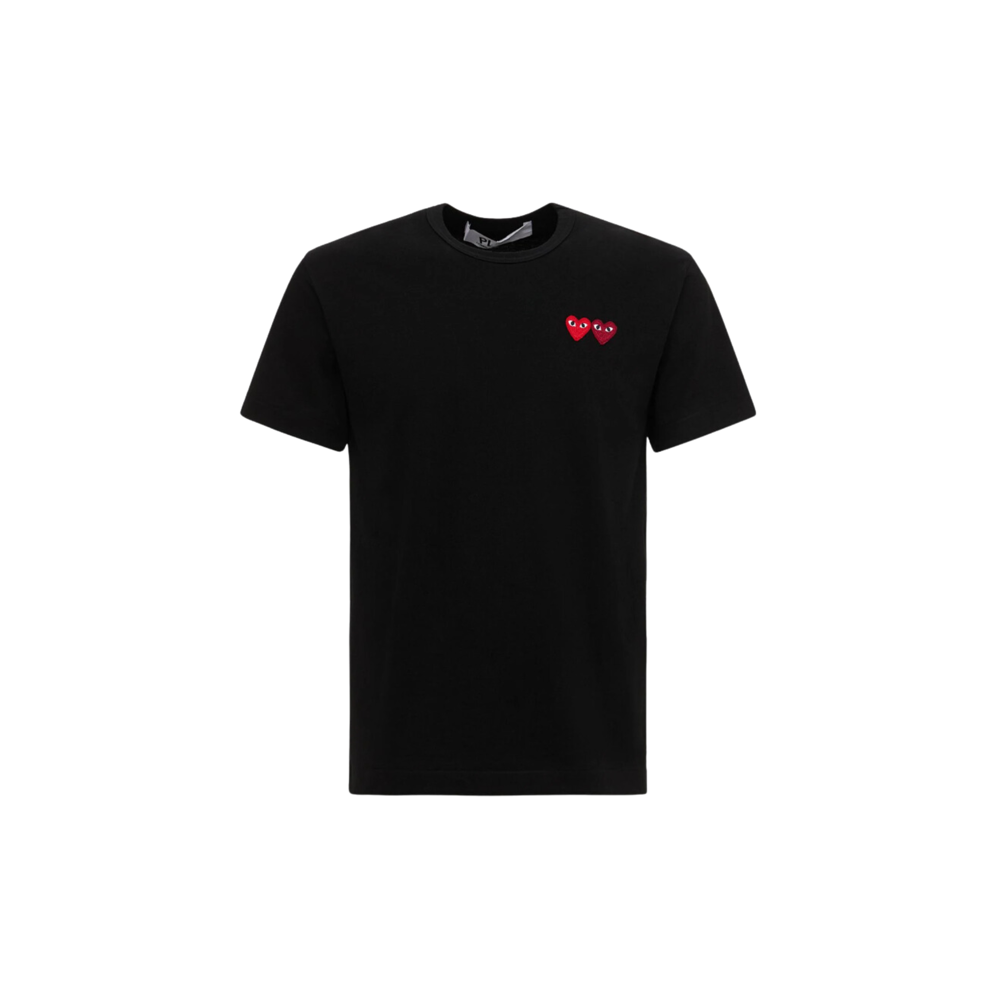 Comme des Garçons Play Double Heart Patch Cotton Jersey Black T-shirt