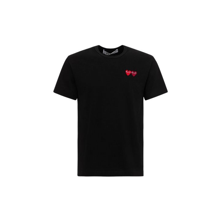 Comme des Garçons Play Double Heart Patch Cotton Jersey Black T-shirt