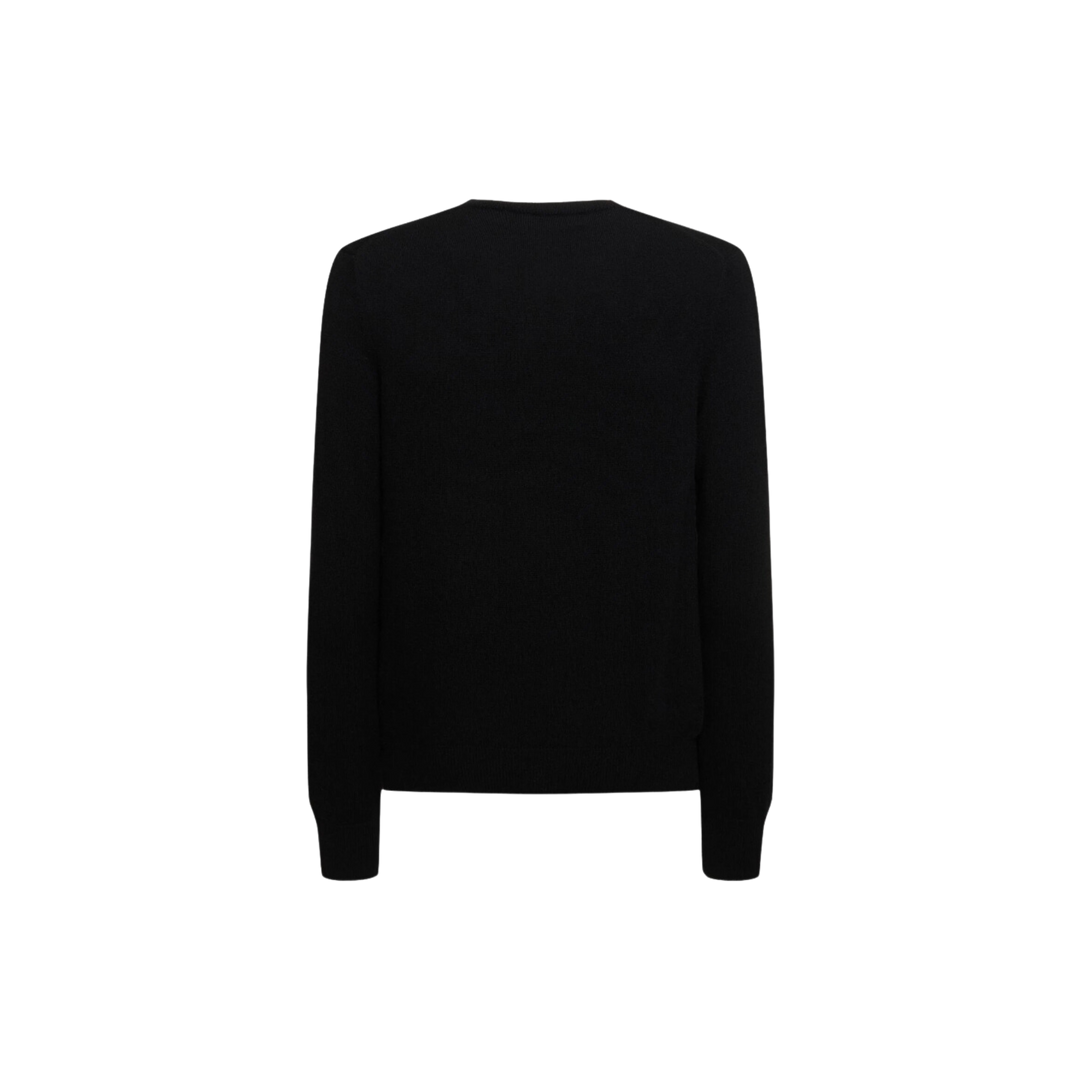 Comme des Garçons Play Logo Knit Wool V-neck Sweater Black