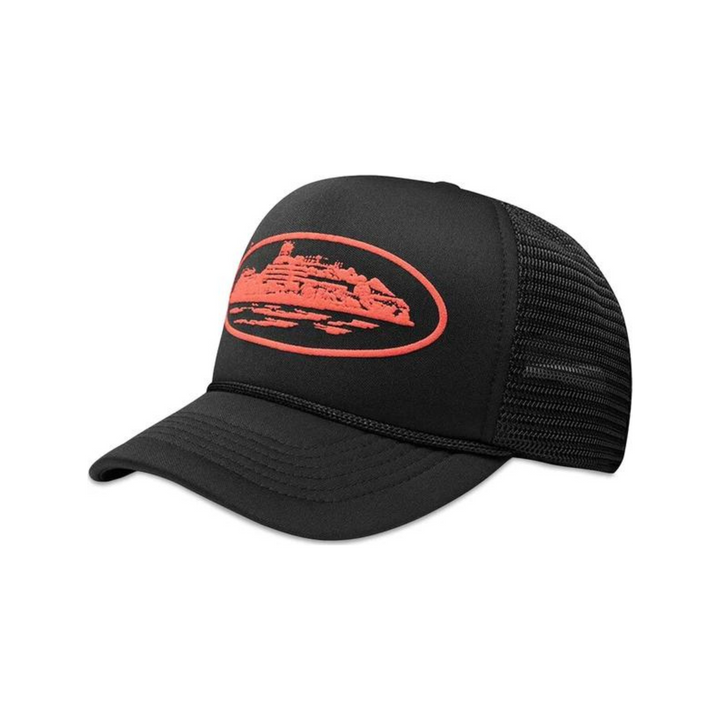 Corteiz Alcatraz Trucker Hat Black/Red