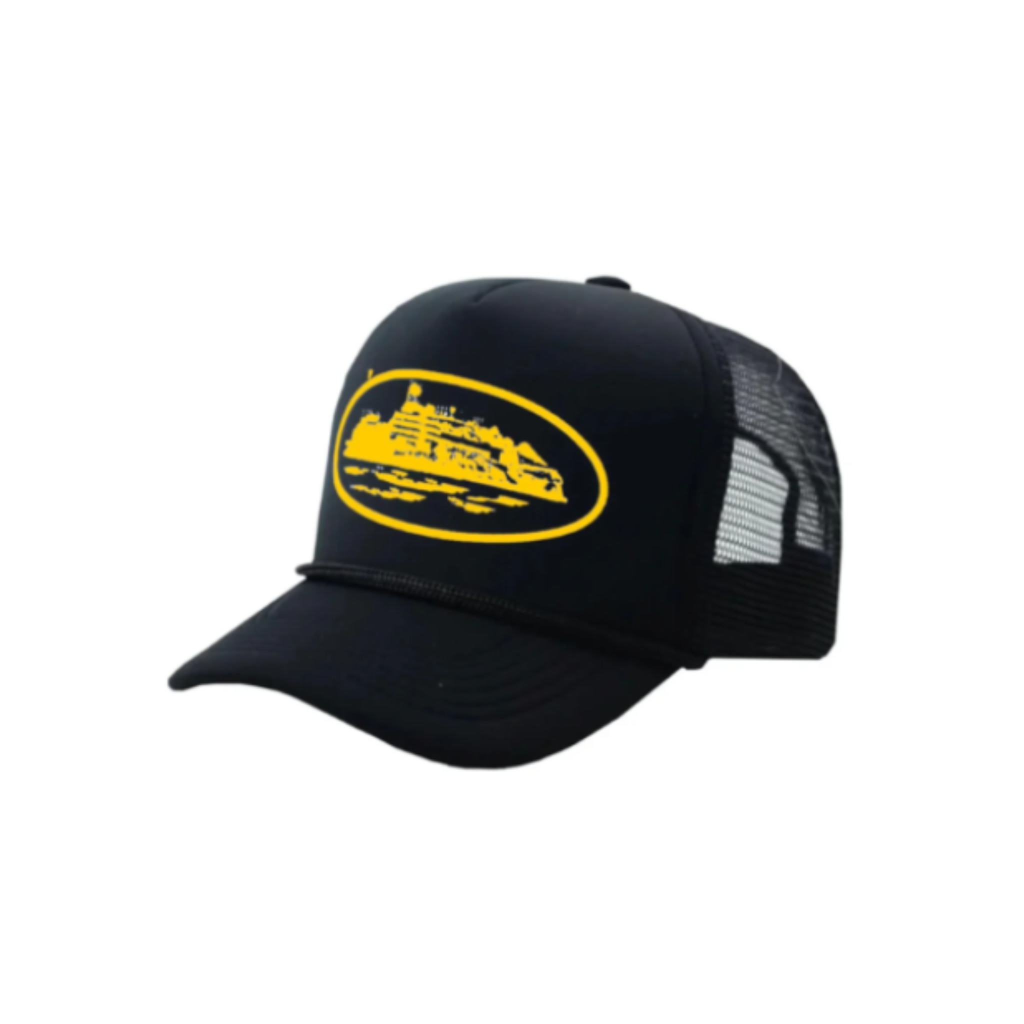 Corteiz Alcatraz Trucker Hat Black/Yellow