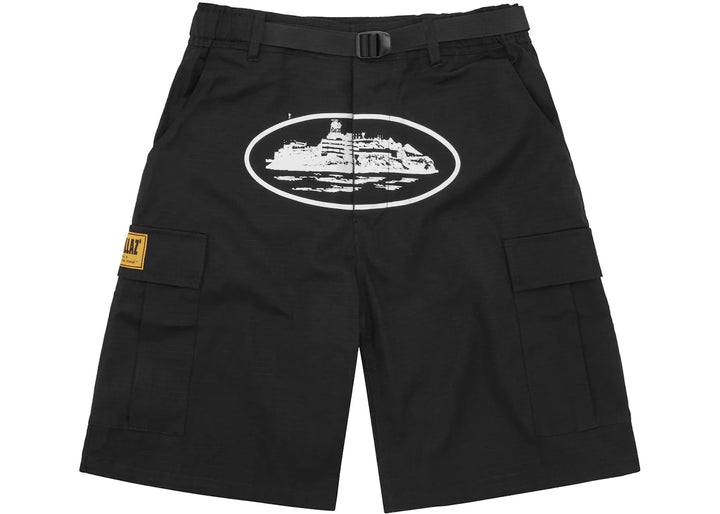Corteiz Alcatraz Cargo Shorts Black - N-Hype