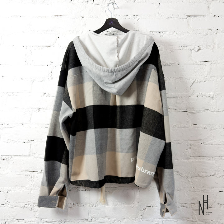 FVCKTHISBRAND FLANEL HOODIE BEIGE BLACK GREY