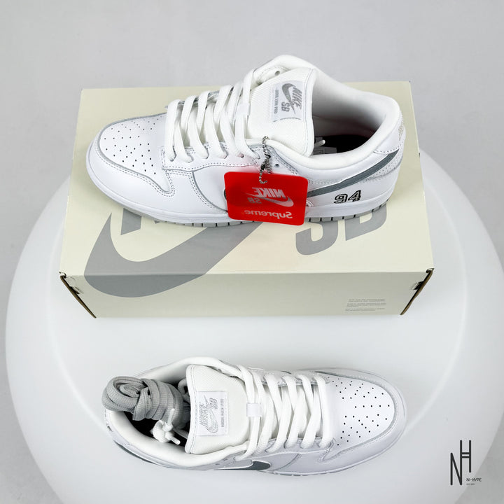 Nike SB Dunk Low Supreme 94 White Metallic Silver