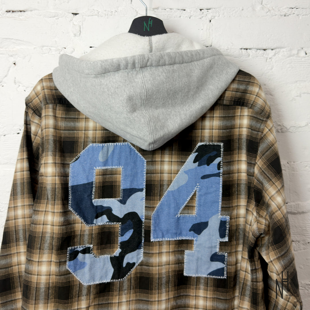 Supreme Applique Hooded Flannel Shirt Brown