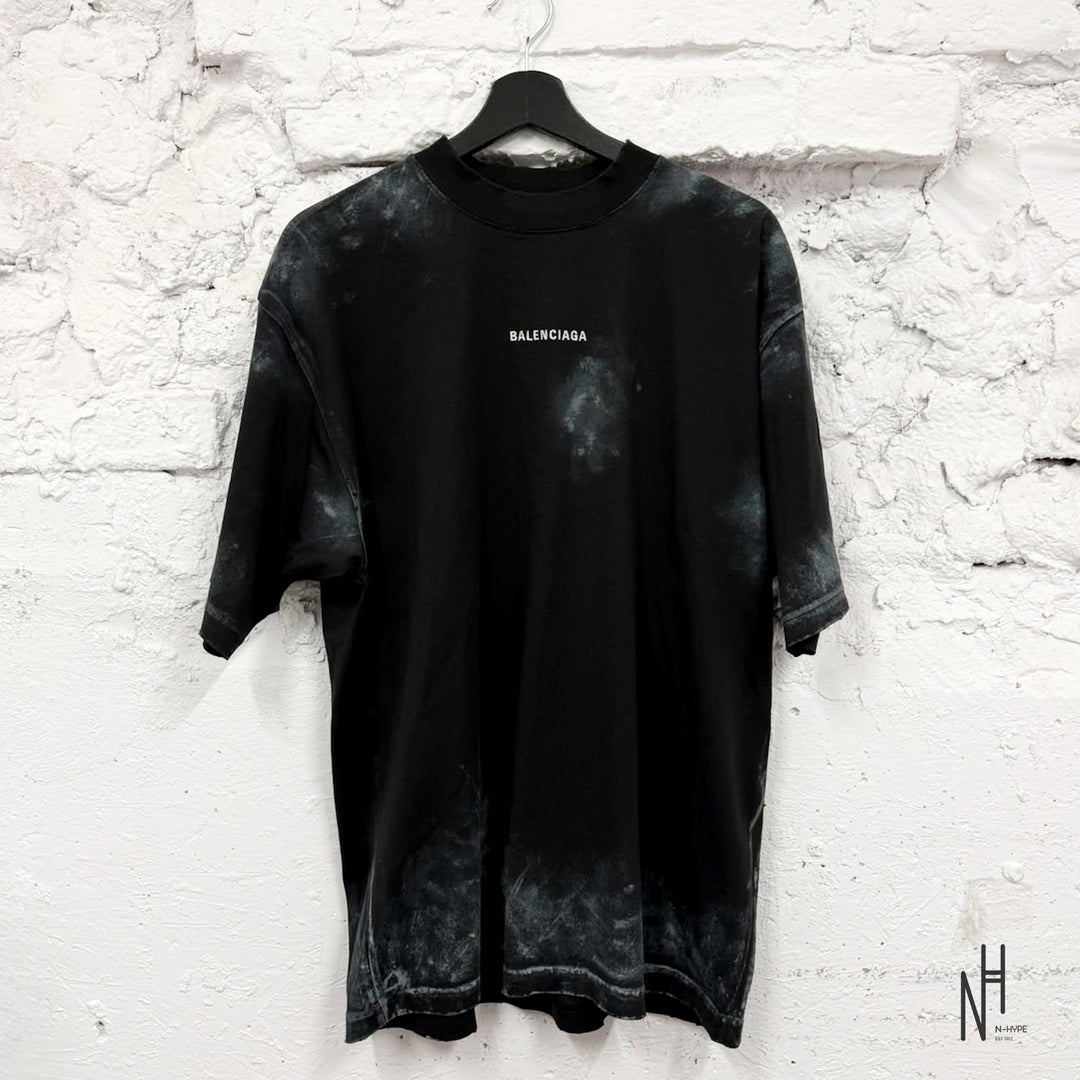 Balenciaga Dirty Wash Back Logo T-Shirt Black
