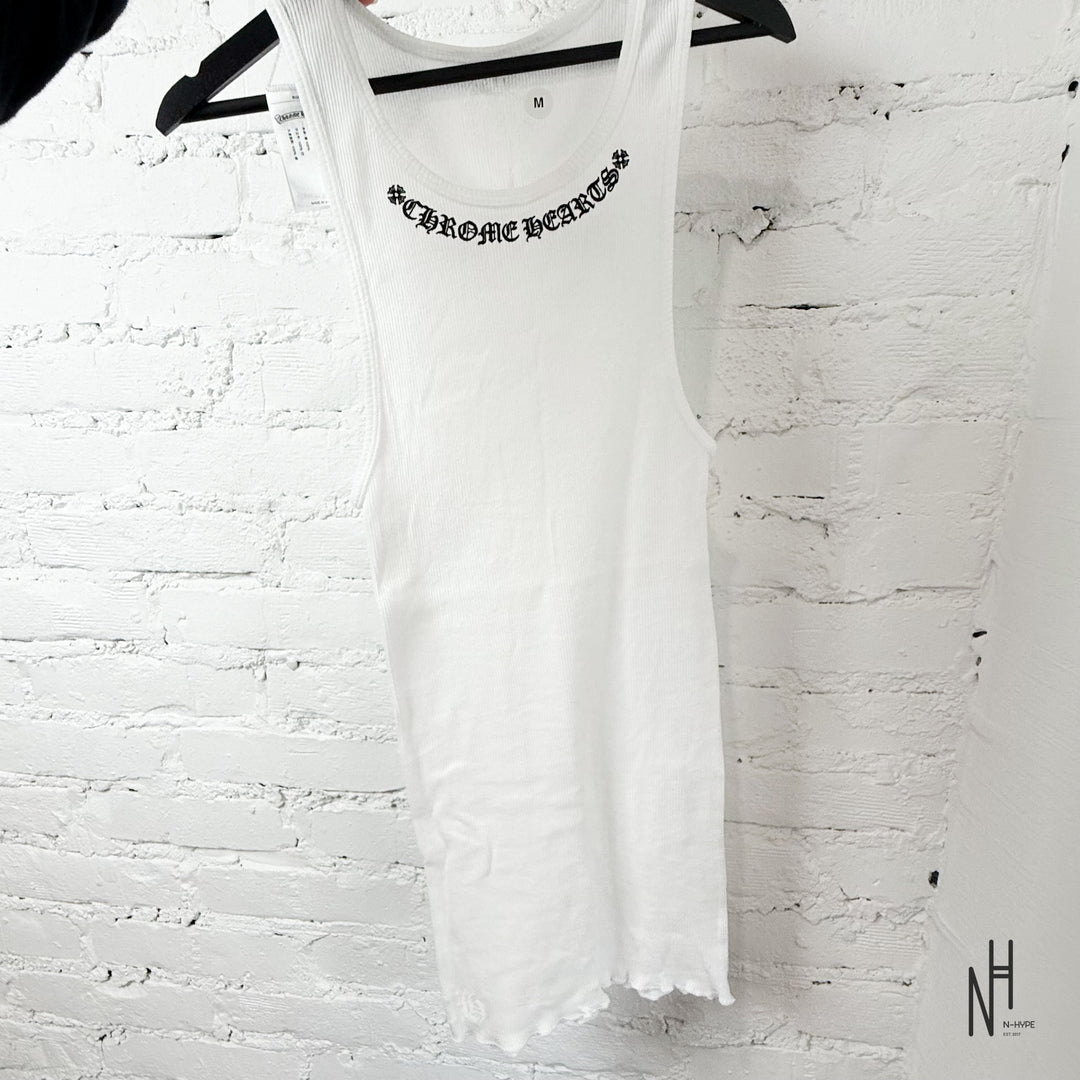 Chrome Hearts Scroll Logo Rib Tank White